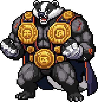 Badger Champion — Rage archetype, front row by design.